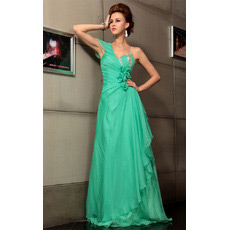 One Shoulder Chiffon Sheath Long Evening Dresses for Prom