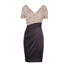 Pleated Short Sleeves V-Neck Short Mother of the Bride/ Groom Dresses