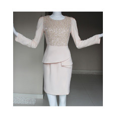 Long Sleeves Knee Length Chiffon Mother of the Bride/ Groom Dresses