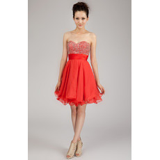 Discount A-Line Sweetheart Short Chiffon Beaded Homecoming Dresses