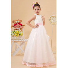 Discount Cute Ball Gown Satin Organza Beaded First Communion Dresses