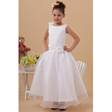 Custom Asymmetric Tea Length Taffeta Ball Gown First Communion Dresses