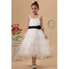 Stunning Ruffle Skirt Organza Knee Length First Communion Dresses