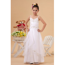 Gorgeous A-Line Spaghetti Straps Satin Organza First Communion Dresses