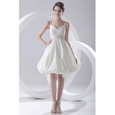 Inexpensive Sexy Spaghetti Straps Taffeta Short Beach Wedding Dresses