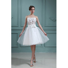 Discount Casual Applique A-Line Strapless Short Beach Wedding Dresses