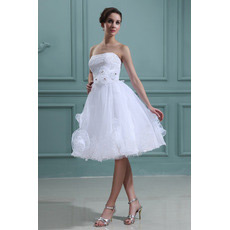 Discount Custom Knee Length A-Line Strapless Short Beach Wedding Dresses