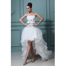 Discount Sexy High-Low Ruffle Strapless A-Line Organza Wedding Dresses