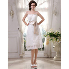 Custom Lace Knee Length Short Reception Wedding Dresses for Summer