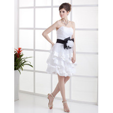 Discount Casual Strapless Short Beach Wedding Dresses with Sashes