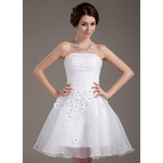 Custom A-Line Strapless Short Reception Wedding Dresses for Summer