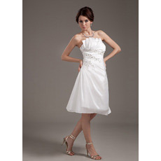 Affordable Casual Satin Strapless Short Reception Wedding Dresses