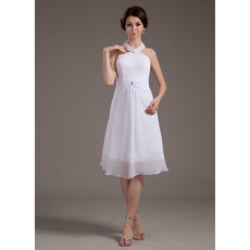 Casual A-Line Halter Chiffon Short Beach Wedding Dresses for Summer