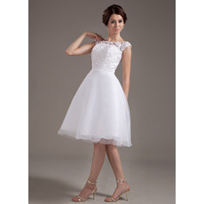 Affordable Casual A-Line Lace Short Reception Wedding Dresses