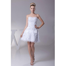 Custom A-Line Sweetheart Satin Short Summer Beach Wedding Dresses