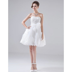Custom Sweetheart Organza Short Reception Wedding Dresses for Summer