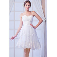 Affordable Elegant Sweetheart Organza Short Beach Wedding Dresses