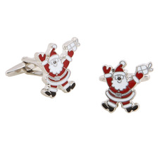 Christmas Father Santa Claus Ornaments Cufflinks with Gift Box