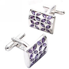 Elegant Rectangle Swarovski Mens' Cufflinks for Party/ Wedding/ Business