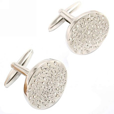 Round White Swarovski Mens' Cufflinks for Party/ Wedding/ Business