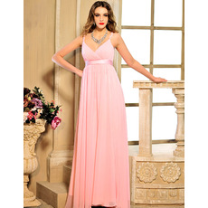 Sexy Spaghetti Straps Empire Chiffon Floor Length Evening Dresses