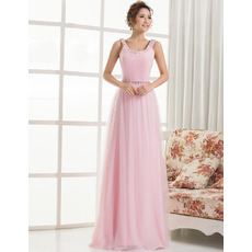 Elegant Inexpensive Custom Chiffon Floor Length Evening Dresses