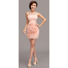 Elegant Column Short Chiffon Ruffle Homecoming/ Party Dresses