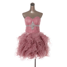 Discount Cute Ball Gown Sweetheart Short Ruffle Homecoming Dresses