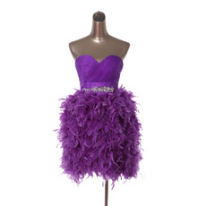 Inexpensive Ball Gown Sweetheart Short Feather Homecoming Dresses