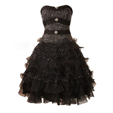 Affordable A-Line Sweetheart Short Black Homecoming/ Party Dresses