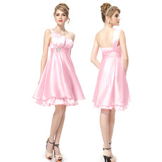 Inexpensive Stylish One Shoulder Short Satin Homecoming/ Party Dresses