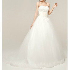 Discount Custom A-Line Sweetheart Sweep Train Taffeta Wedding Dresses