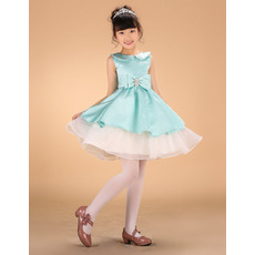 Cute A-Line Mini/ Short Satin Layered Skirt Little Girls Holiday Dress