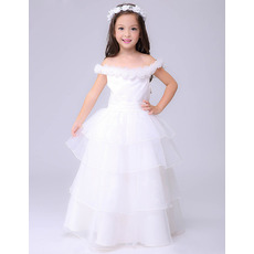 Off-the-shoulder Layered Skirt First Communion Dresses