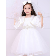 Custom Ball Gown Short First Communion Dresses with Satin Jackets