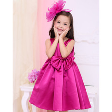 Custom Empire Sleeveless Short Satin Little Girls Holiday Dresses