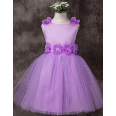 Discount Ball Gown Short Satin Applique Little Girls Party Dresses