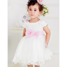 Lovely Ball Gown Short Tulle First Communion Dresses with Sashes
