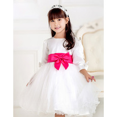 Discount Ball Gown Tulle First Communion Dresses with 3/4 Long Sleeves