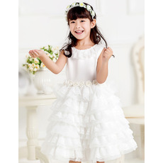 Custom Ball Gown Short Lace Layered Skirt First Communion Dresses