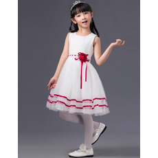 Custom A-Line Sleeveless Knee Length Tulle First Communion Dresses