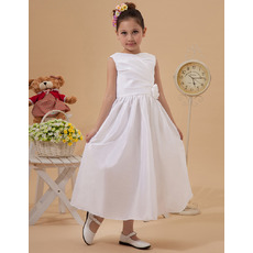 Affordable Simple Taffeta Tea Length First Holy Communion Dresses