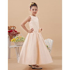 A-Line Ankle Length Satin Flower Girl Dresses