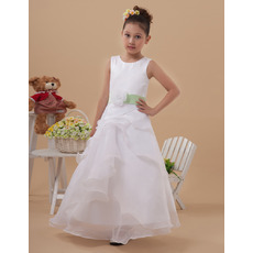 Discount A-Line Sleeveless Long First Communion Dresses with Belts