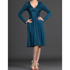 Inexpensive V-Neck Short Mother of the Bride Dresses with Long Sleeves