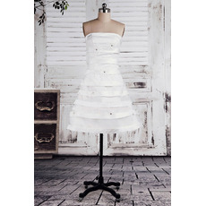 A-Line Strapless Pleated Short Beach Wedding Dresses