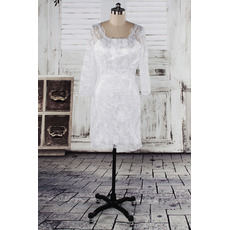 Custom Sheath Lace Short Petite Wedding Dresses with 3/4 Sleeves