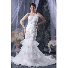 New Style Sheath Strapless Short Wedding Dresses with Detachable Trains