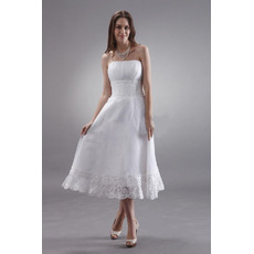 Custom Strapless Tea Length Chiffon Short Reception Wedding Dresses