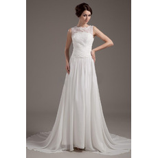 Custom Sheath Sleeveless Court Train Chiffon Fall Wedding Dresses